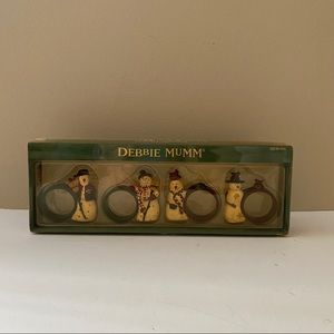 Vintage snowman napkin rings, Debbie Mumm, Christmas napkin holders, new in box